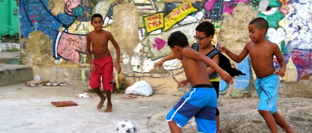 Children playing soccer in Morro da Providência